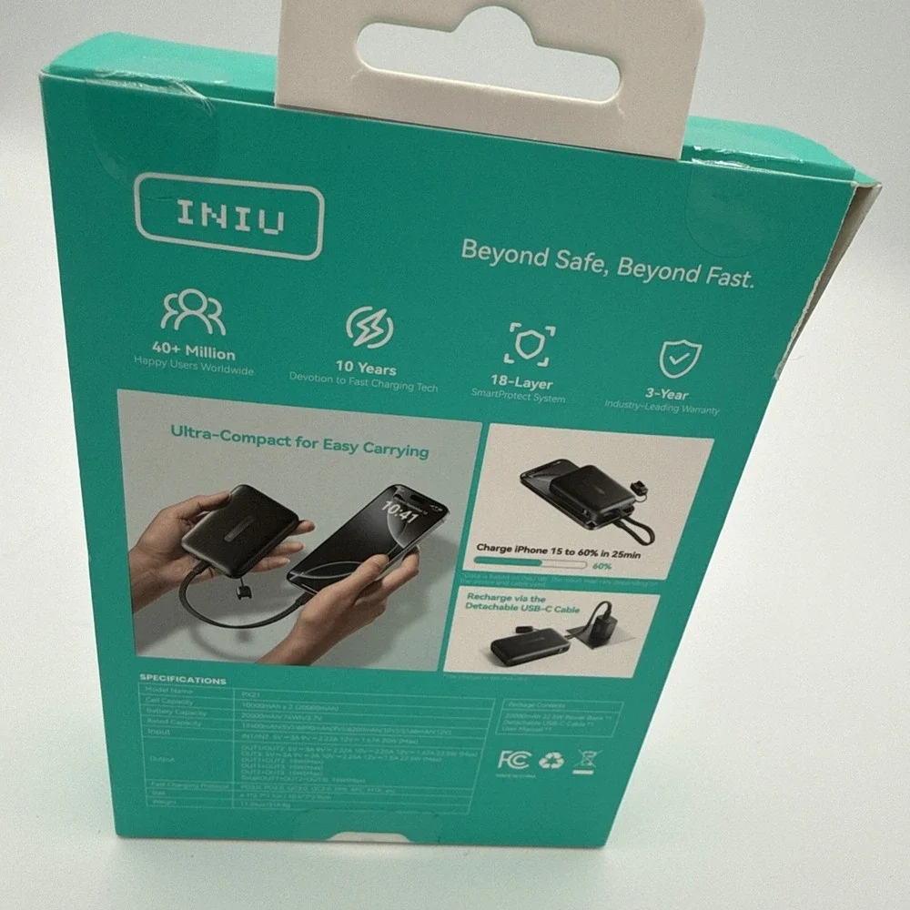 Lot of 2 INIU Portable Charger PowerPaw 10000mAh 22.5W Fast Charging Power Bank